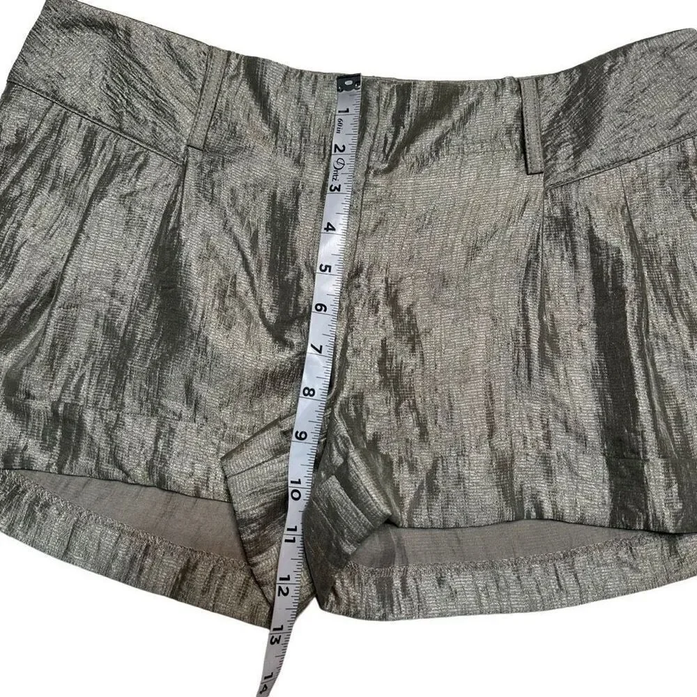 Express Metallic Cuffed Mini Shorts w Pockets Womens‎ 8 Glam Summer
